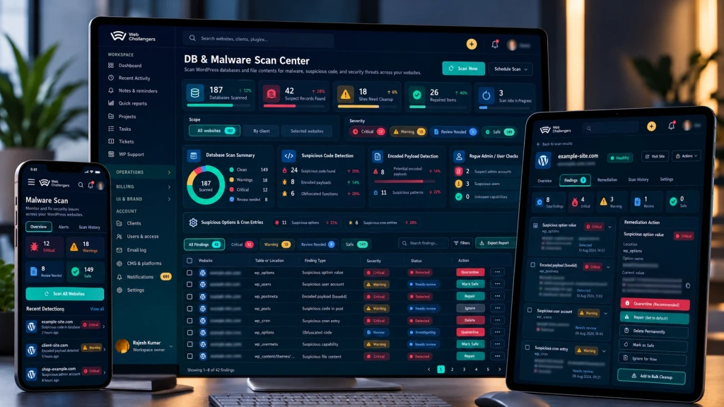 Database and Malware Scan Center — Web Challengers Operations Hub case study