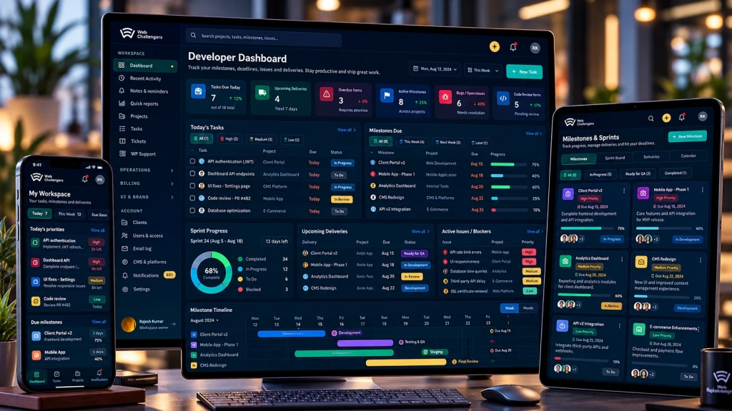 Developer Dashboard and Milestones — Web Challengers Operations Hub case study