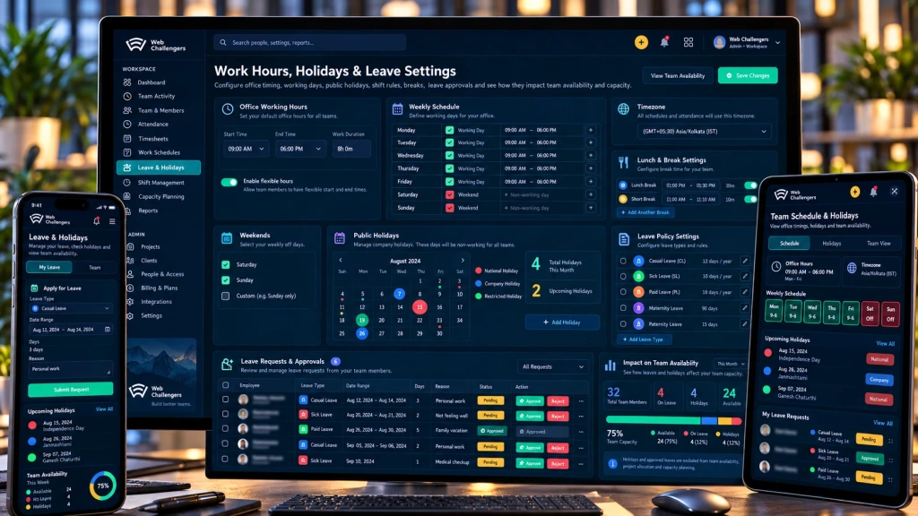 Work Hours, Holidays and Leave Settings — Web Challengers Operations Hub case study
