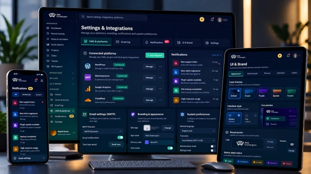 Settings, Integrations and Brand Controls — Web Challengers Operations Hub case study